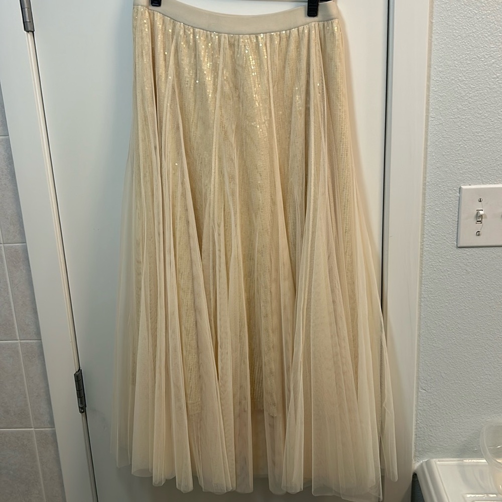 Tulle skirt with gold sequins under